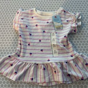 NWT Cat & Jack White  w Pink Stripes w Strawberry’s 

Size 4 T
NWT